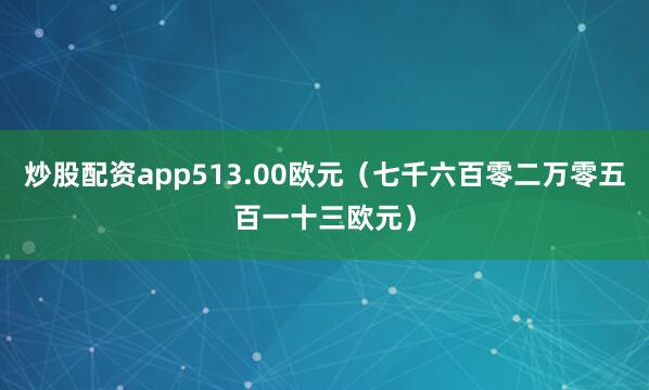 炒股配资app513.00欧元（七千六百零二万零五百一十三欧元）